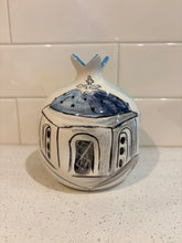 Load image into Gallery viewer, Ceramic Pomegranate: Large with Greek Island Design (free USA shipping included)
