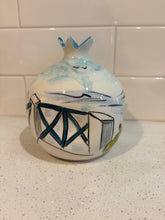 Load image into Gallery viewer, Ceramic Pomegranate: Large with Greek Island Design (free USA shipping included)
