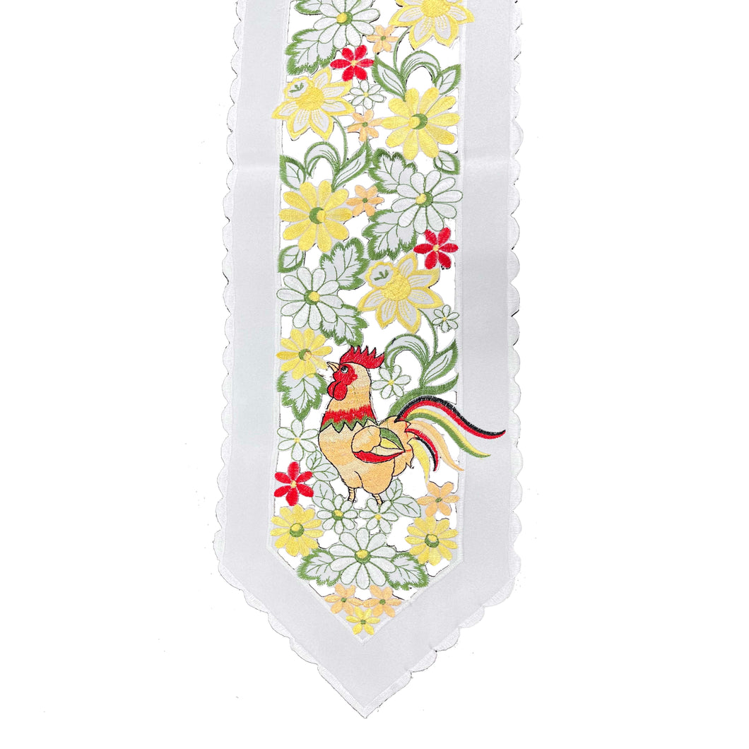 Cutout Rooster and Florals Table Runner (free USA shipping included)