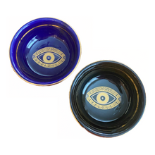 Load image into Gallery viewer, Ceramic Greek Key and Mati Bowl with 24k Gold Accents

