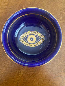 Greek Key and Mati Bowls with 24k Gold Accents (Blue or Black)