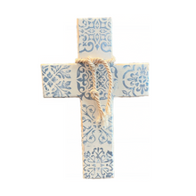 Load image into Gallery viewer, Wooden Cross with Blue and White Tile Design (Large)
