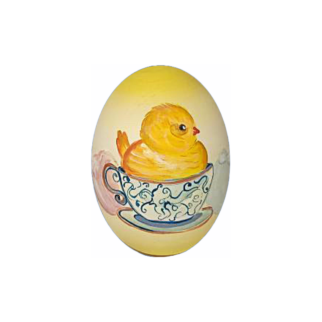 Chick in a Teacup Solid Wood Egg (2 size choices)