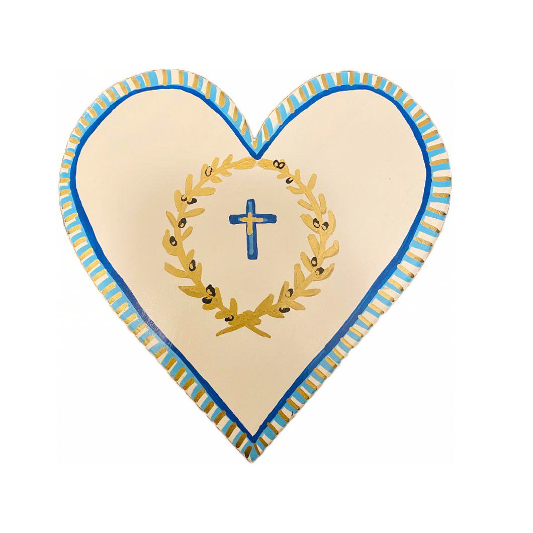 Wooden Heart Shaped Wall Decor wirh cross design