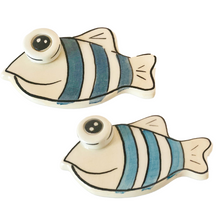 Load image into Gallery viewer, Glazed Ceramic Fish with Stripes Magnet (2 design choices)
