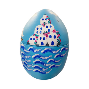 Ceramic Hollow Easter Egg: Greek Island Scene