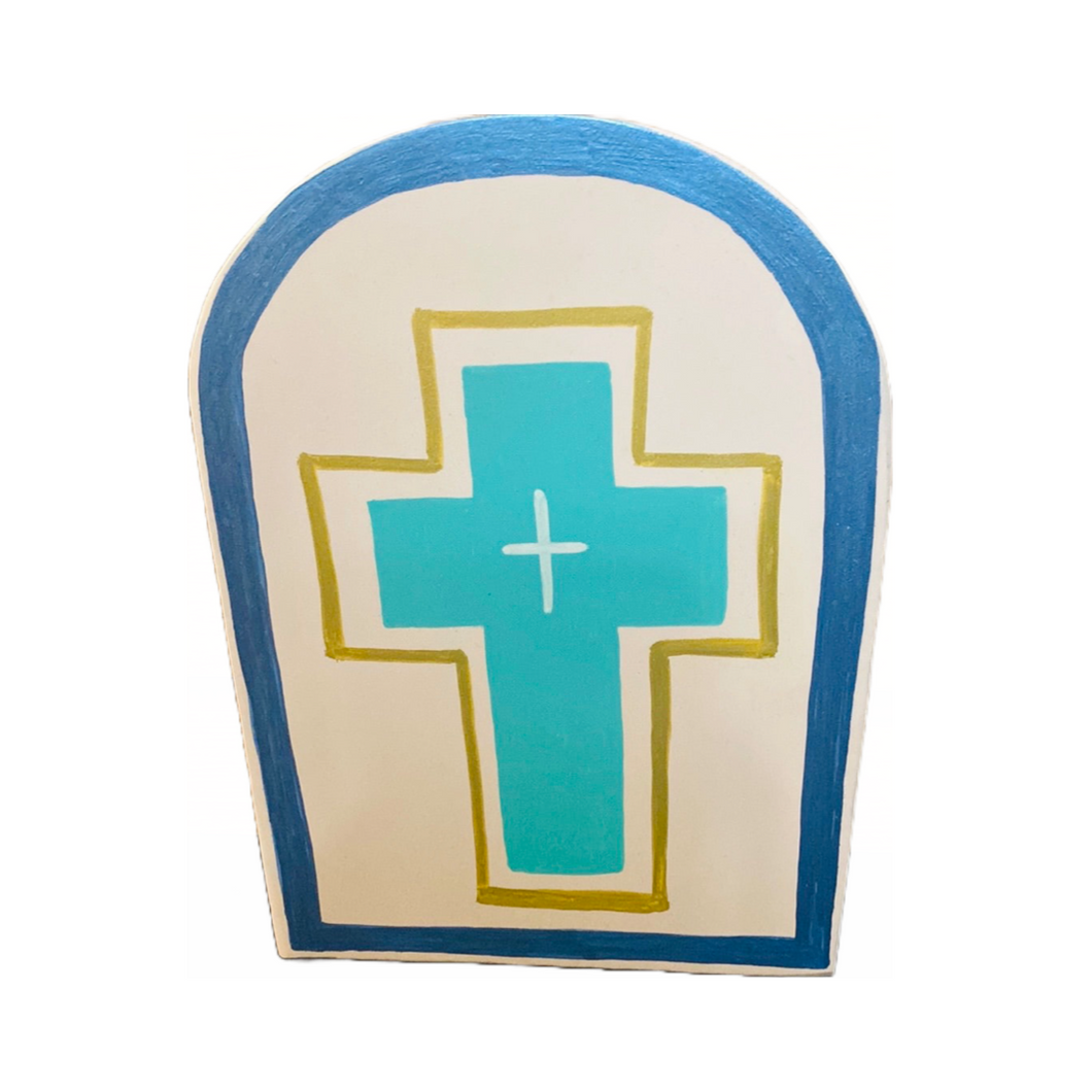 Wooden Wall Decor with Cross Design