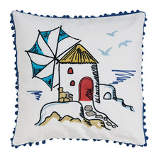 Load image into Gallery viewer, &quot;Karamitsos&quot; Pillow Cover with Pom Poms
