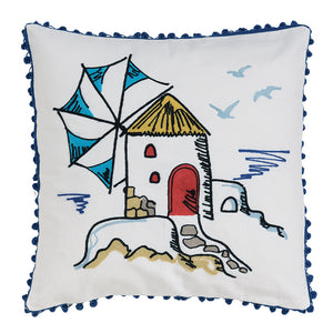 "Karamitsos" Pillow Cover with Pom Poms