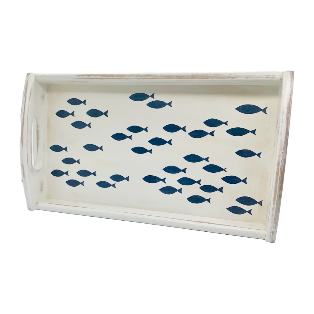 Beechwood Painted Tray with Fish Design