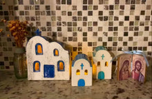 Load and play video in Gallery viewer, Stoneware Church Votive Holder (4 color choices, 2 sizes)

