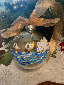 Glass Greek Island Bauble
