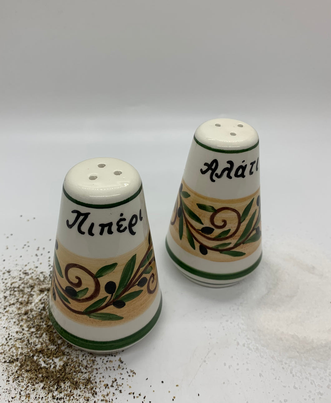 Ceramic Salt and Pepper (Αλάτι και Πιπέρι) Shaker Set - Multiple Design Choices