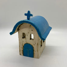 Load image into Gallery viewer, Rustic Stoneware Church Votive Holder with Detachable Cross (3 color choices, 2 sizes)
