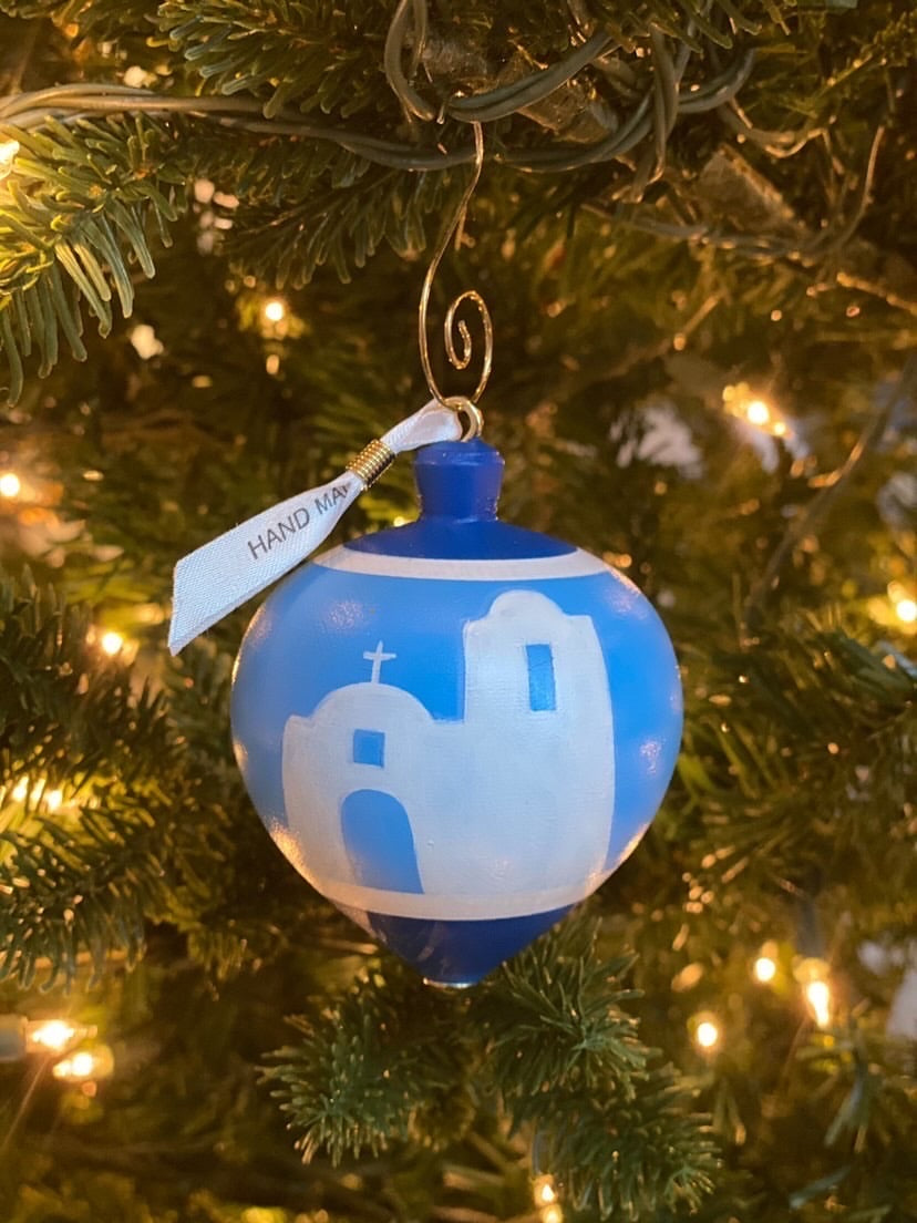 **PRE-ORDER** Greek Orthodox Archdiocese of America's Ionian Village Summer Camp Fundraiser: Hand-Painted Chapel Spinning-Top Ornament (free USA shipping included)