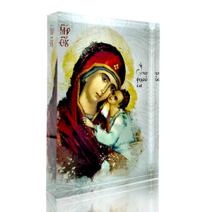 Plexiglass Orthodox Icon: Panagia Sweet Kiss/Γλυκοφιλούσα (free USA shipping included)