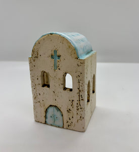 Stoneware Church Votive Holder (4 color choices, 2 sizes)