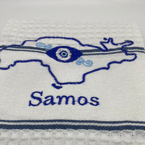Embroidered Island Kitchen Towel (Chios, Kefalonia, Lesvos, and Samos) Multiple design choices