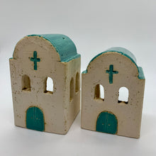 Load image into Gallery viewer, Stoneware Church Votive Holder (4 color choices, 2 sizes)
