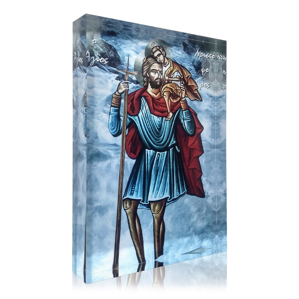 Plexiglass Orthodox Icon: St. Christopher/Άγ. Χριστοφόρος—only one left (free USA shipping included)