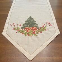 Load image into Gallery viewer, Christmas Tree and Berries Embroidered Table Runner (Various sizes)

