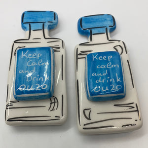 Glazed Ceramic Ouzo Magnet