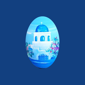 Santorini Church Solid Wood Egg