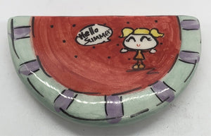 Glazed Ceramic Watermelon Magnet (2 design choices)