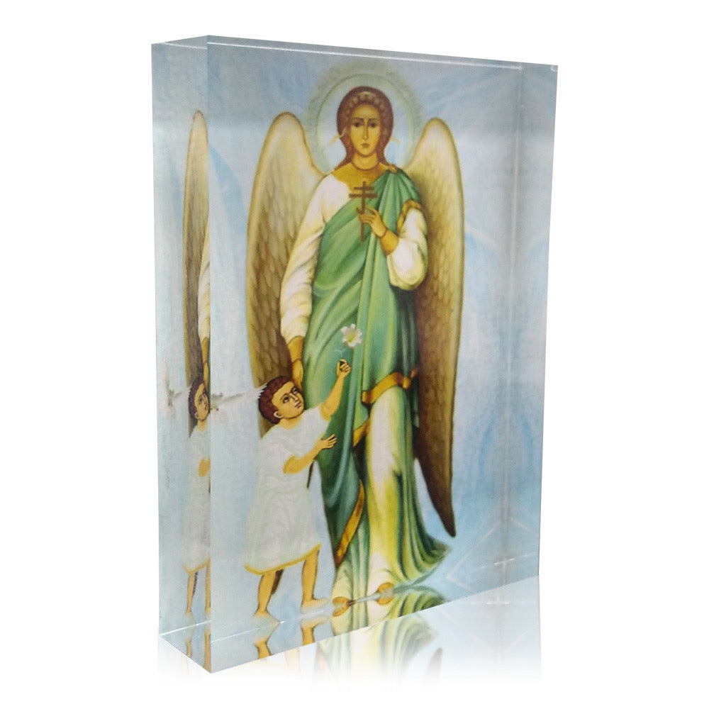 Plexiglass Icon: Guardian Angel with Boy