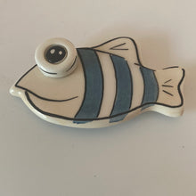 Load image into Gallery viewer, Glazed Ceramic Fish with Stripes Magnet (2 design choices)
