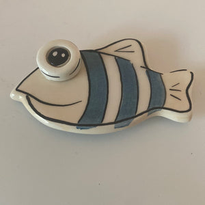 Glazed Ceramic Fish with Stripes Magnet (2 design choices)