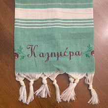 Load image into Gallery viewer, Woven Kalimera Towel with tassels (Multiple design choices)
