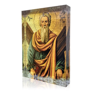 Plexiglass Orthodox Icon: St. Andrew/Άγ. Ανδρέας (free USA shipping included)