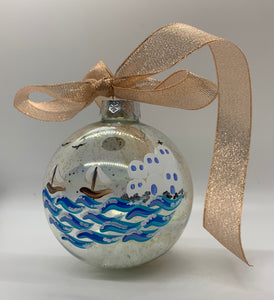 Glass Greek Island Bauble