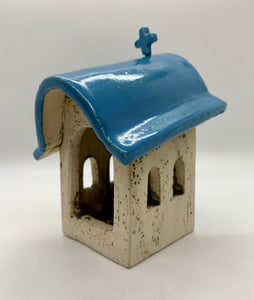 Rustic Stoneware Church Votive Holder with Detachable Cross (3 color choices, 2 sizes)