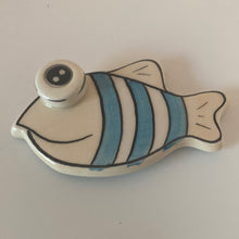 Load image into Gallery viewer, Glazed Ceramic Fish with Stripes Magnet (2 design choices)
