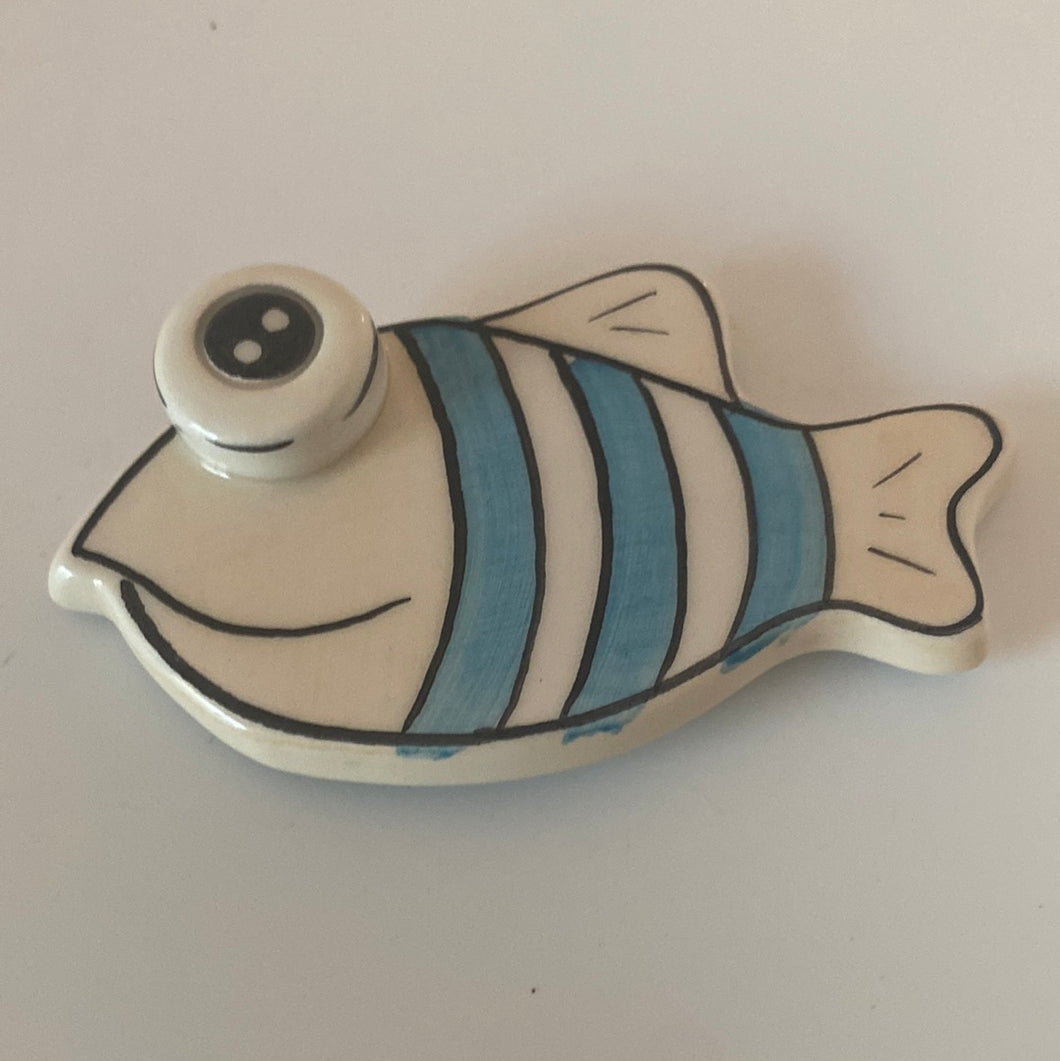 Glazed Ceramic Fish with Stripes Magnet (2 design choices)