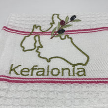 Load image into Gallery viewer, Embroidered Island Kitchen Towel (Chios, Kefalonia, Lesvos, and Samos) Multiple design choices
