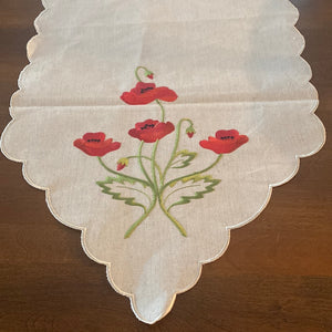 Poppies Embroidered Runner