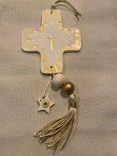 Load image into Gallery viewer, Ceramic Cross with Cording and Tassels
