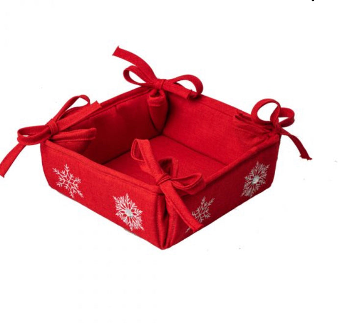 Christmas Embroidered Tie Bread Basket