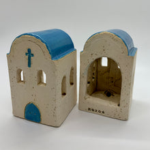 Load image into Gallery viewer, Stoneware Church Votive Holder (4 color choices, 2 sizes)
