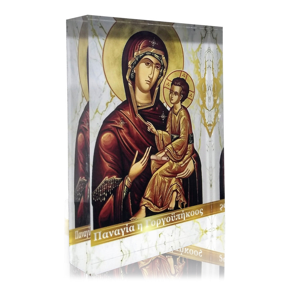 Plexiglass Orthodox Icon: Our Lady Quick to Hear (Παναγία η Γοργοϋπήκοος) 3 sizes available