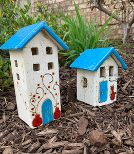 Ceramic House Votive Holder - 2 sizes, multiple designs (sold individually)