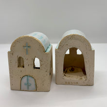Load image into Gallery viewer, Stoneware Church Votive Holder (4 color choices, 2 sizes)
