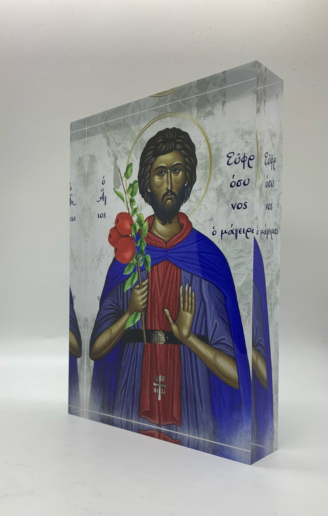 Plexiglass Orthodox Icon: St. Euphrosinos/Άγ. Ευφρόσυνος (free USA shipping included)