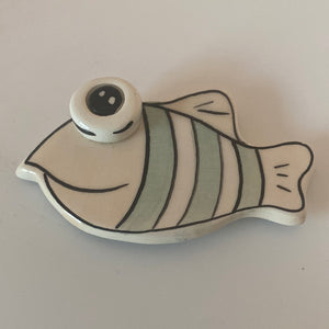 Glazed Ceramic Fish with Stripes Magnet (2 design choices)