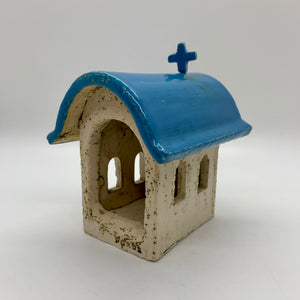 Rustic Stoneware Church Votive Holder with Detachable Cross (3 color choices, 2 sizes)