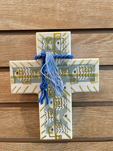 Wooden Cross with Fish Design (2 size choices)
