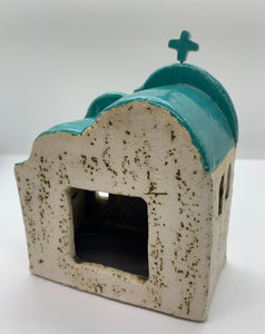 Large Rustic Stoneware Church Votive Holder (Multiple color choices) in